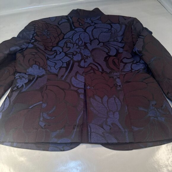 Piazza Sempione Italy Floral Jacquard Blazer Womens Button Up  Jacket Lined New - Picture 14 of 16